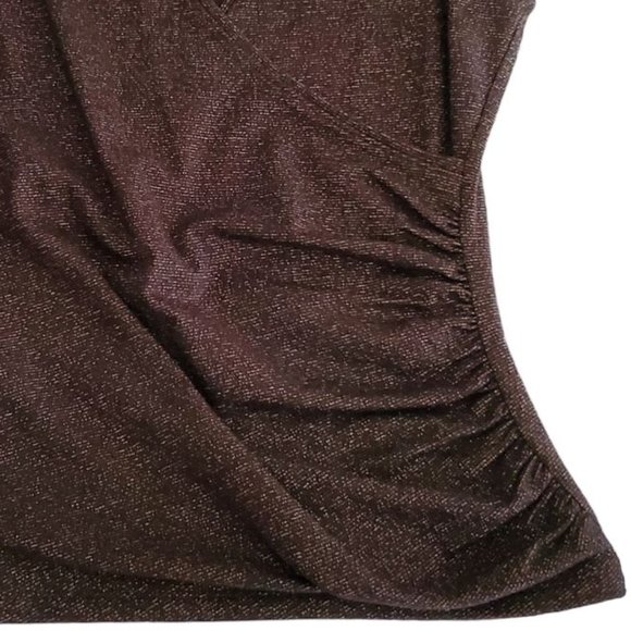 Ann Taylor Sleeveless Surplice V-neck Top | Like New | XSP | Brown Gold Metallic - Picture 6 of 13